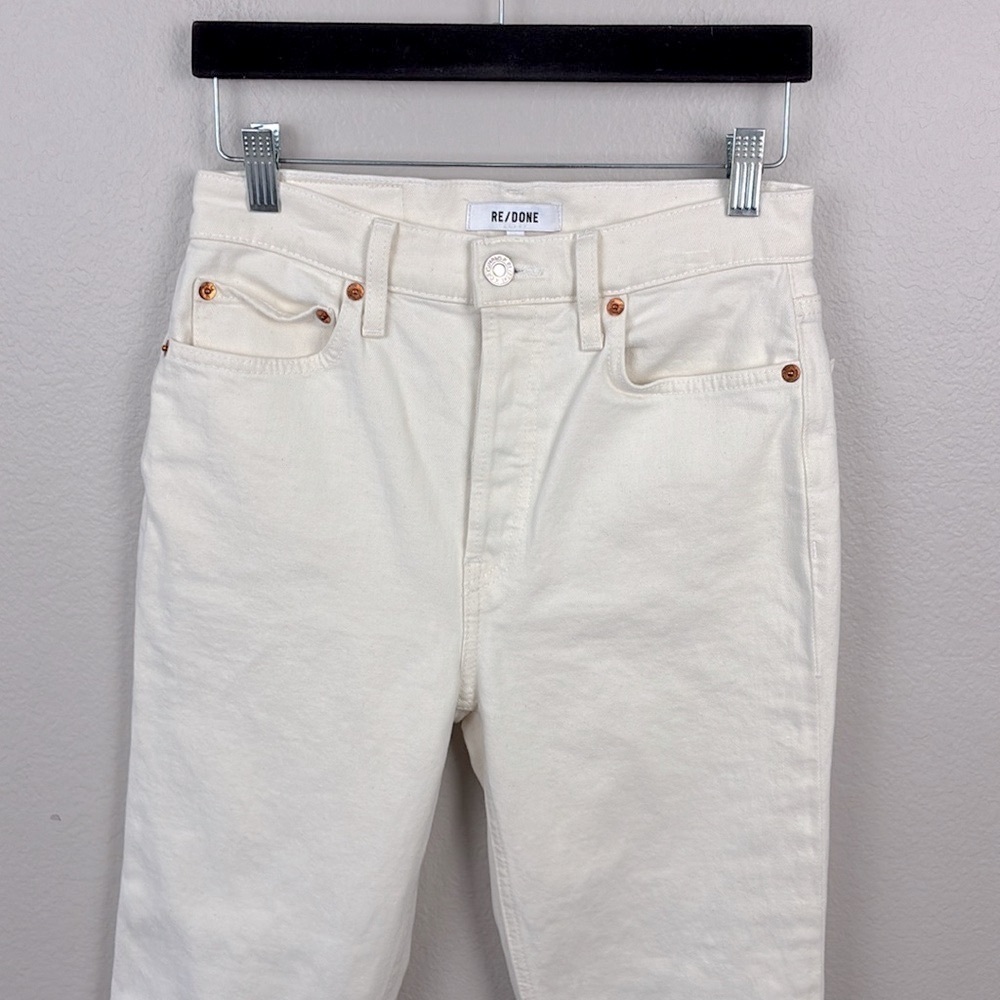 RE/DONE 90s High Rise Ankle Crop Jean Vintage White Button-Fly Slim Levis 26 - Picture 9 of 15